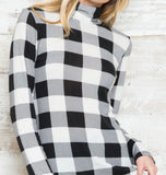 Plaid Long sleeve fitted Turtleneck