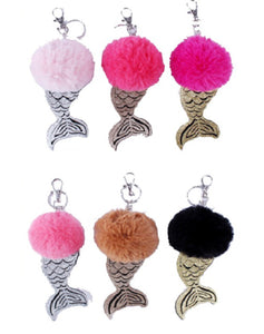 Mermaid PomPom Key Chain