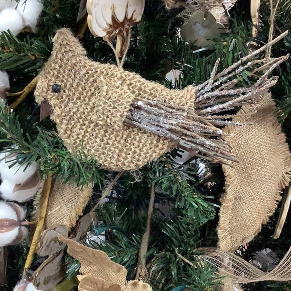 Burlap/Twig Cardinal Ornament