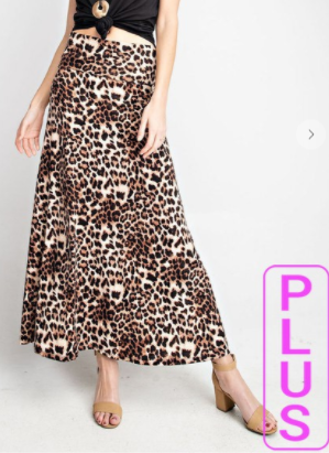 Leopard Maxi Skirt (Plus)
